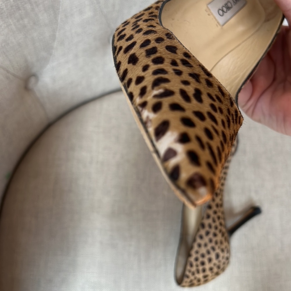 Jimmy Choo Elevens in Leopard size 40.5 Animal print Cheetah pony hair heels - Picture 8 of 16
